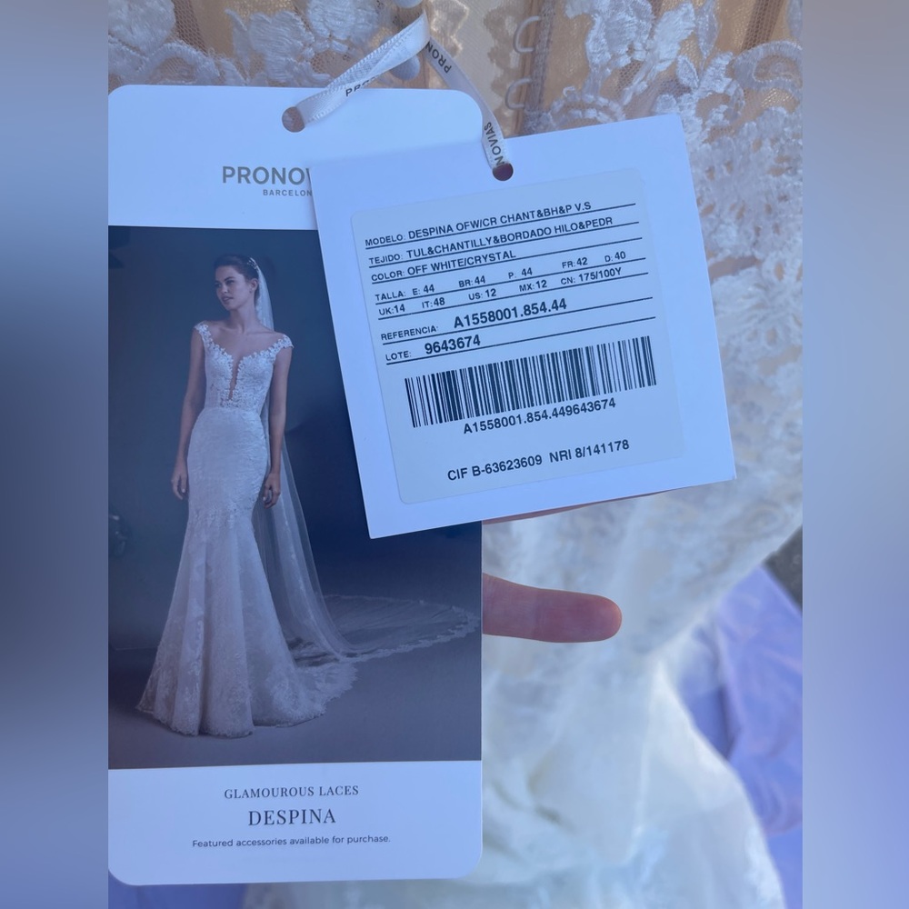 Pronovias Elegant Lace Wedding Dress in White - Picture 5 of 7